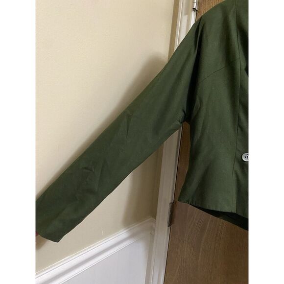 Vintage Outback Red 80s Cropped Blazer Olive Double Breasted 100% Silk Size 10 - Picture 4 of 16
